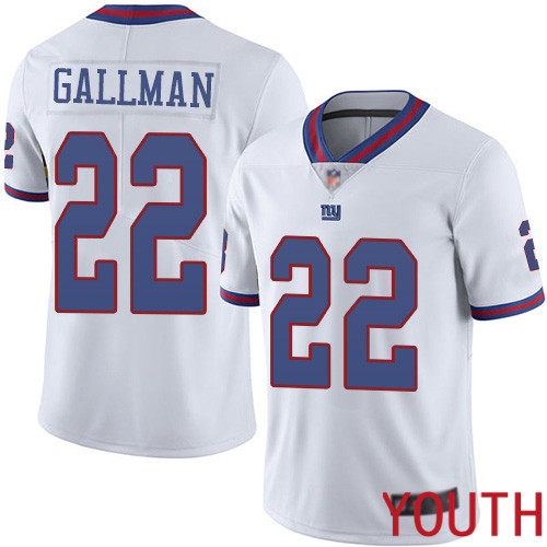 Youth New York Giants #22 Wayne Gallman Limited White Rush Vapor Untouchable Football NFL Jersey->youth nfl jersey->Youth Jersey